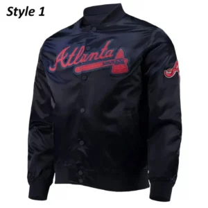 Navy Atlanta Braves Wordmark Full-Snap Jacket
