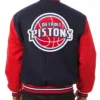 Navy/Red Detroit Pistons Two-Tone Varsity Wool Jacket