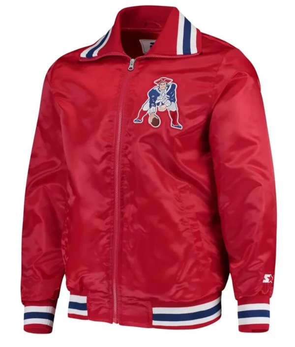 New England Patriots Captain Red Varsity Satin Jacket