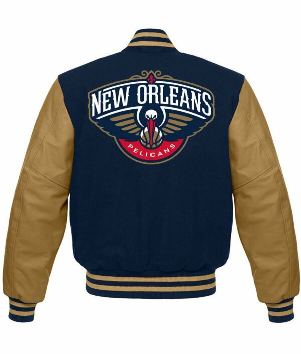 New Orleans Pelicans Varsity Blue and Brown Jacket