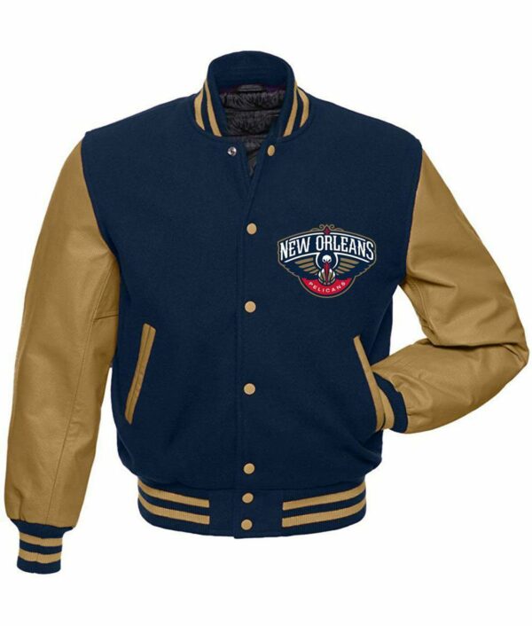 New Orleans Pelicans Varsity Blue and Brown Jacket