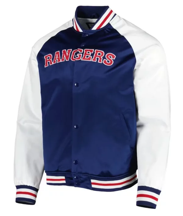 Primetime New York Rangers Blue and White Satin Jacket