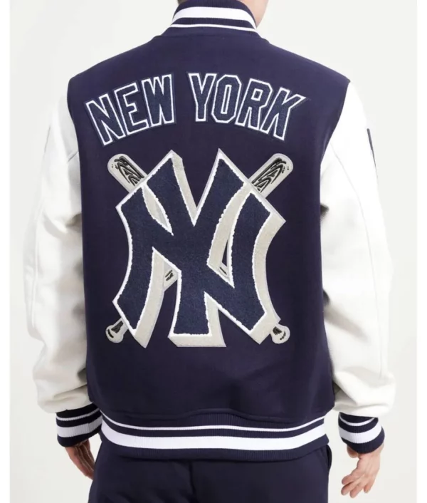 NY Yankees Mashup Navy and White Varsity Jacket