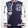 NY Yankees Mashup Navy and White Varsity Jacket