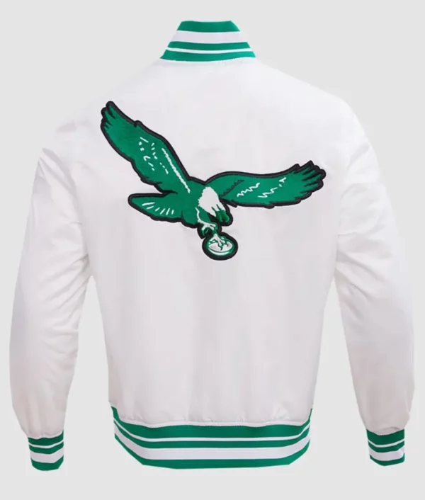 Philadelphia Eagles Retro Classic White Rib Satin Jacket