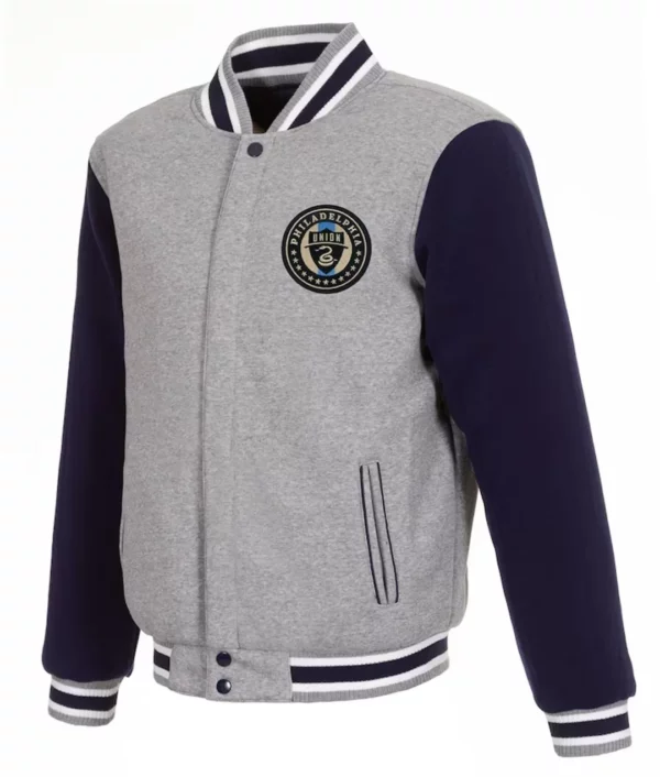 Philadelphia Union Gray and Navy Varsity Wool Jacket