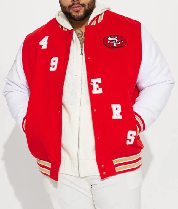 San Francisco 49ers Red/White Varsity Jacket