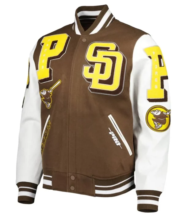 San Diego Padres Mashup Brown and White Varsity Jacket
