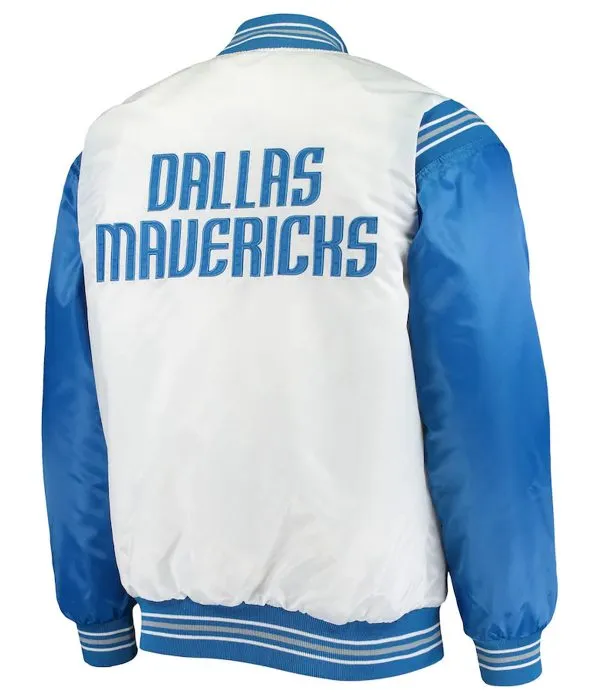 Dallas Mavericks Renegade White and Blue Full-Snap Satin Jacket