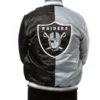 Bomber Las Vegas Raiders Satin Black and Grey Jacket