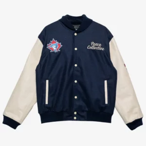 Toronto Blue Jays Patch Navy and Cream Letterman Jacket