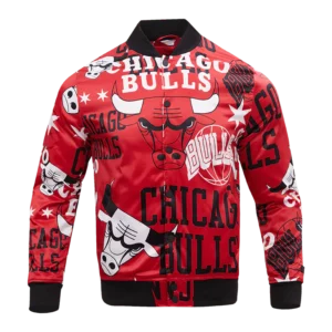 Chicago Bulls AOP Red Satin Jacket