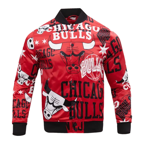 Chicago Bulls AOP Red Satin Jacket