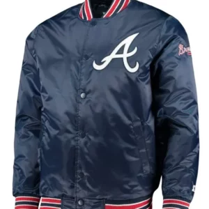 The Diamond Atlanta Braves Satin Navy Blue Jacket
