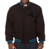 Carolina Panthers Embroidered Varsity Black Wool Jacket