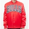 Chicago Bulls Red Big Logo Satin Jacket
