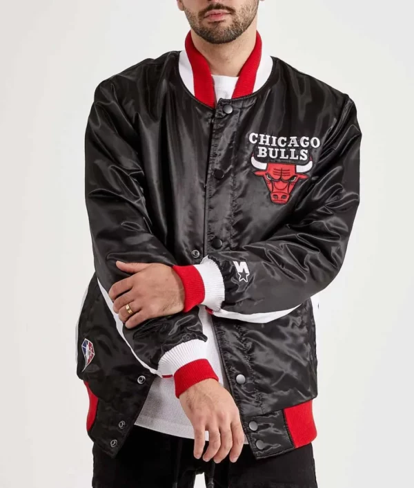 Chicago Bulls Varsity Black Satin Jacket