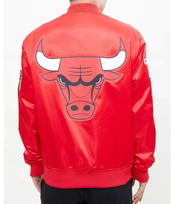 Chicago Bulls Red Big Logo Satin Jacket