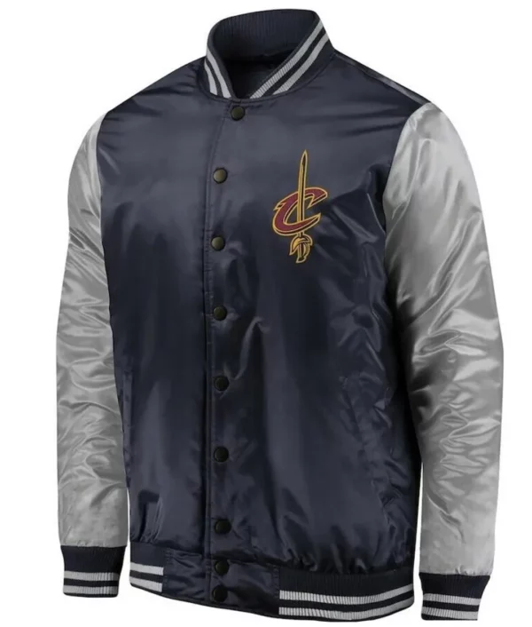 Cleveland Cavaliers Navy and Silver Varsity Satin Jacket