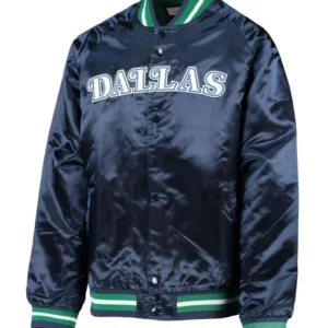 Hardwood Classics Dallas Mavericks Navy Blue Satin Jacket