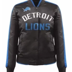 Show Time Detroit Lions Black Satin Jacket