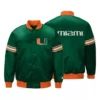 Miami Hurricanes Draft Pick Green Satin Jacket