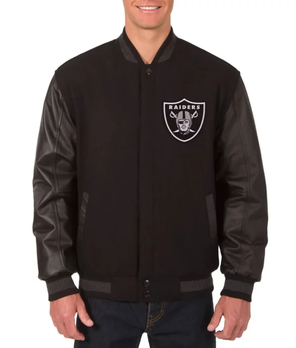 Las Vegas Raiders Embroidered Varsity Black Jacket