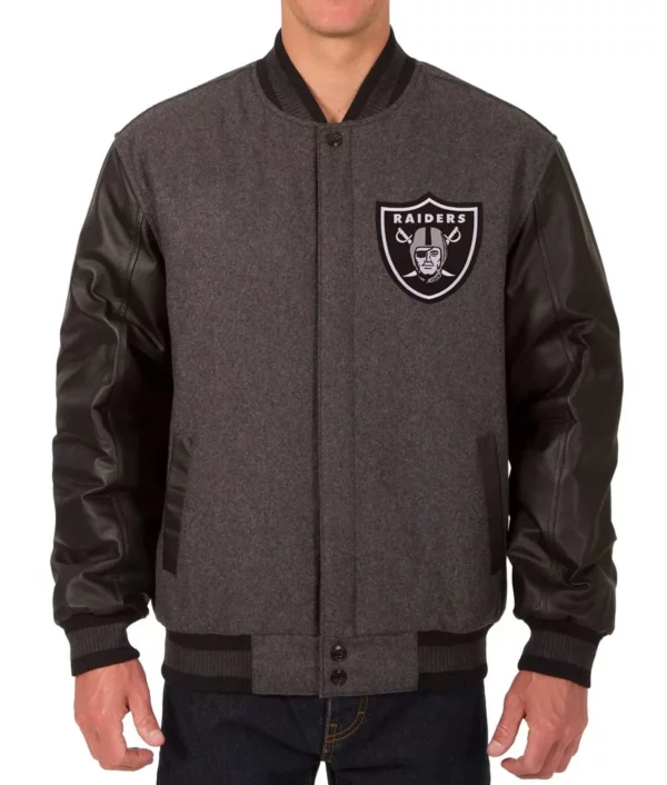 Las Vegas Raiders Varsity Black and Charcoal Jacket