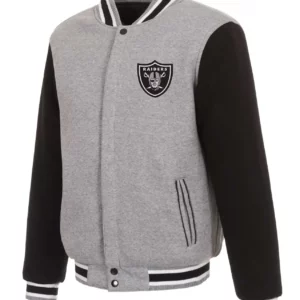 Las Vegas Raiders Varsity Black and Gray Wool Jacket