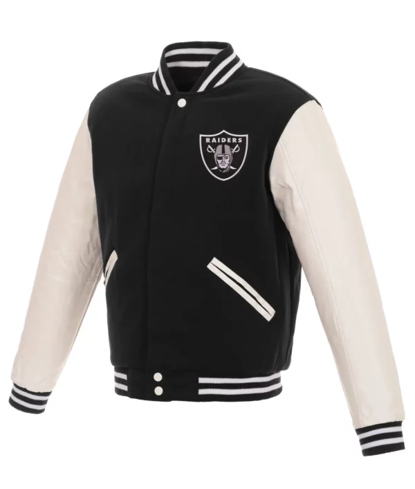 Las Vegas Raiders Varsity Black and White Jacket