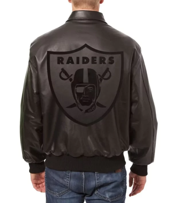 Las Vegas Raiders Black Tonal Leather Jacket