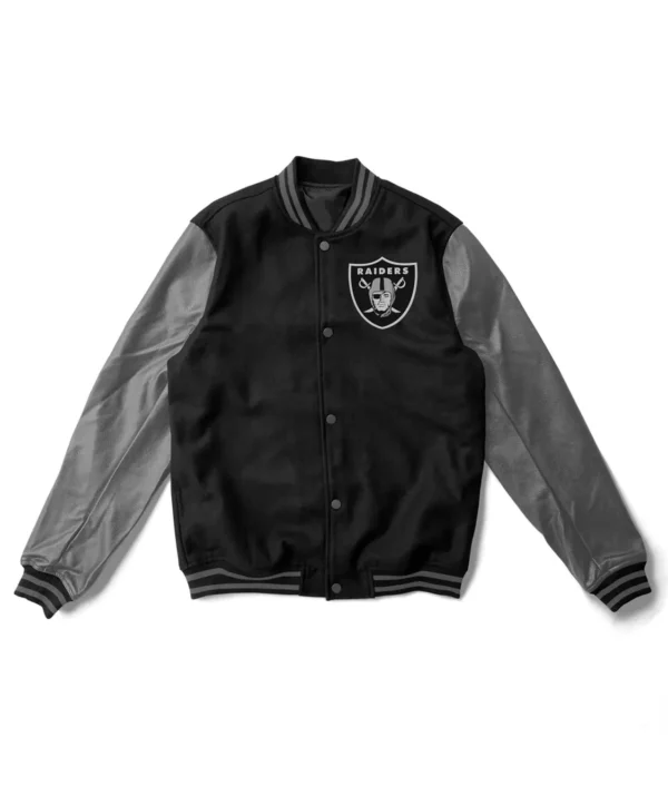 Las Vegas Raiders Black and Gray Varsity Jacket