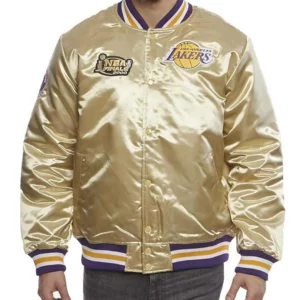 LA Lakers Championship Game Gold Satin Jacket