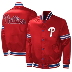 Philadelphia Phillies Midfield Red Satin Jacket