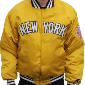 New York Yankees Dugout Mustard Satin Jacket