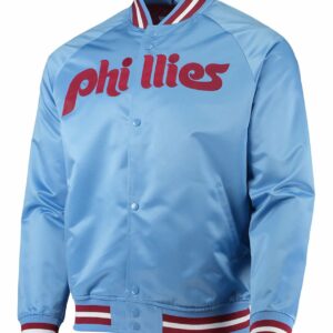 Philadelphia Phillies Raglan Full-Snap Light Blue Satin Jacket