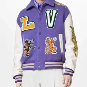 Louis Vuitton Purple and White Varsity Jacket