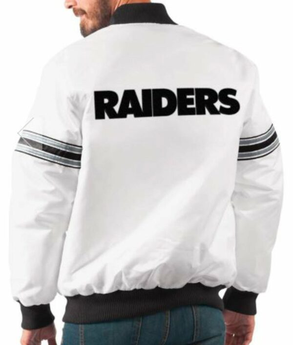 Men’s Button Up Raiders Varsity White Jacket
