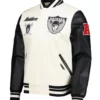 Retro Classic Las Vegas Raiders Varsity Cream and Black Jacket