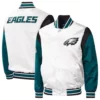 Throwback Warm Up Pitch Philadelphia Eagles Varsity Satin Jacket