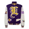Jeff Hamilton Lakers Wool & Leather Varsity Jacket