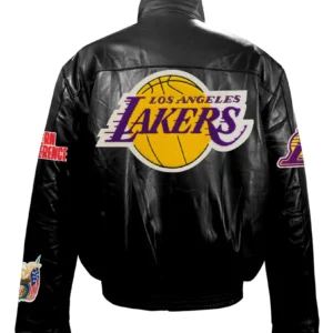 Lakers Full Leather Puffer Jacket
