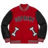 Supreme Bone Letterman Red Jacket