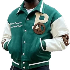 The Peaceful People Green Letterman Jacket