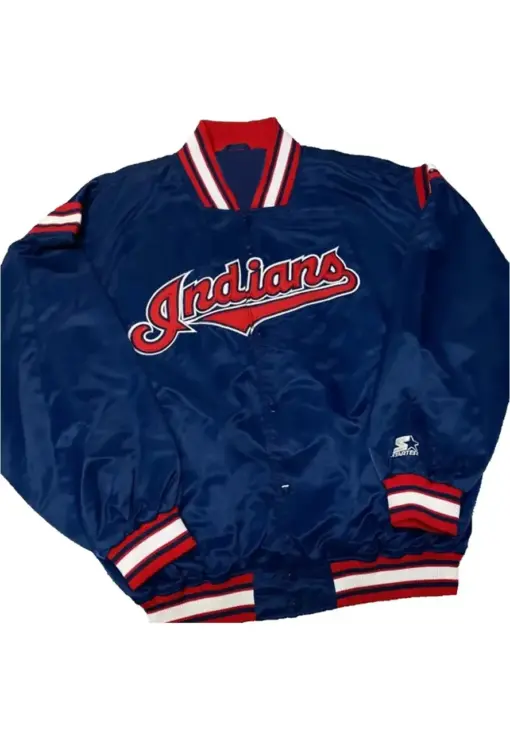 90’s Cleveland Indians Navy Blue Satin Jacket