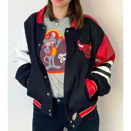 Chicago Bulls 90’s Red and Black Varsity Jacket