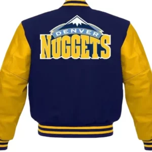 NBA Denver Nuggets Blue and Yellow Varsity Jacket
