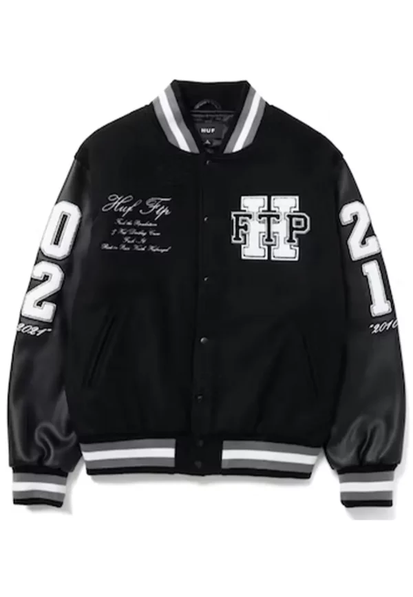 HUF x FTP Varsity Black Jacket