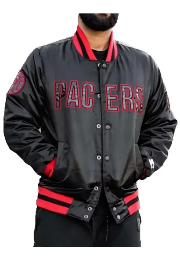 Indiana Pacers Black and Red Satin Jacket