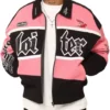 Loiter Racing Pink and Black Varsity Jacket